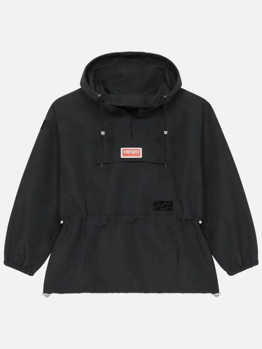 Paris Logo Patch Hood Ripstop Windbreaker Black - KENZO - BALAAN 2