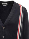 RWB Striped Intarsia Cotton Cardigan Navy - THOM BROWNE - BALAAN 5