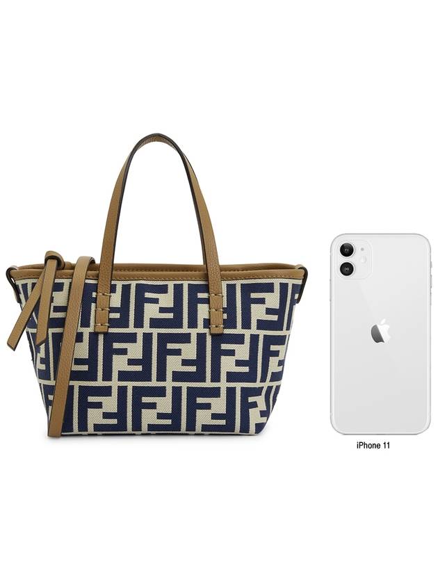 Roll FF Jacquard Small Tote Bag Blue - FENDI - BALAAN 9