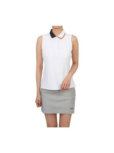 G FORE CONTRAST COLLAR SILKY TECH NYLON SLEEVELESS POLO G4LS23K860C SNO Women - G/FORE - BALAAN 1