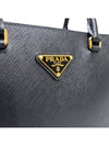 Women s 1BA337 Black Saffiano Gold Triangular Logo Medium Tote Bag Strap - PRADA - BALAAN 8