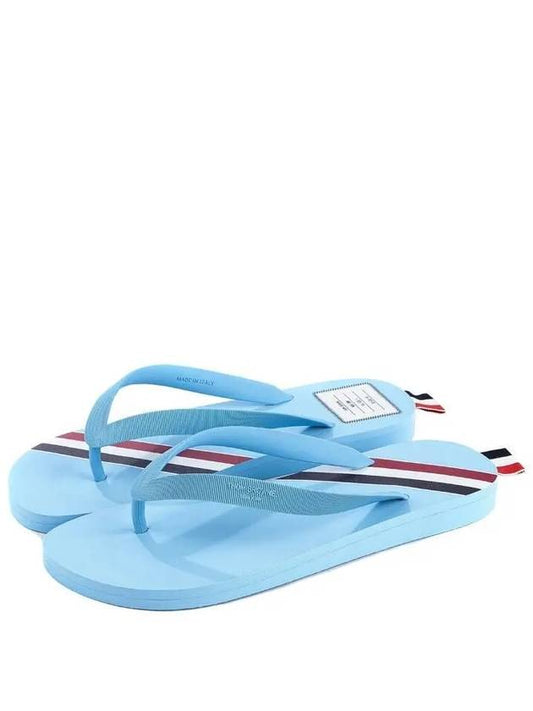 Signature Stripe Rubber Flip Flops Blue - THOM BROWNE - BALAAN 2