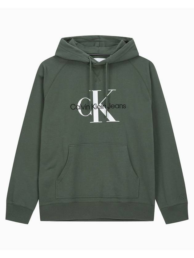 Jeans Monogram Logo Relaxed Fit Hoodie Khaki - CALVIN KLEIN - BALAAN 1