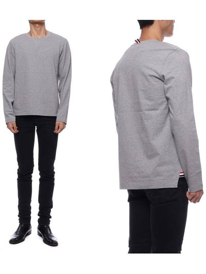 Men's Three Stripes Tab Cotton Long Sleeve T-Shirt Grey - THOM BROWNE - BALAAN 2