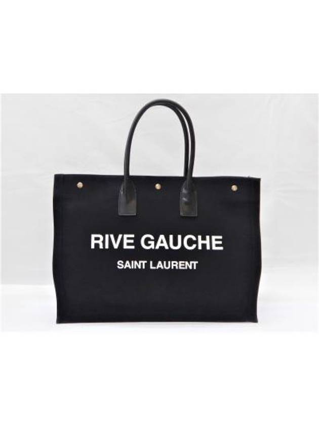 Rive Gauche Canvas Tote Bag Black - SAINT LAURENT - BALAAN 3