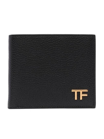 Logo Leather Half Wallet Black - TOM FORD - BALAAN 1