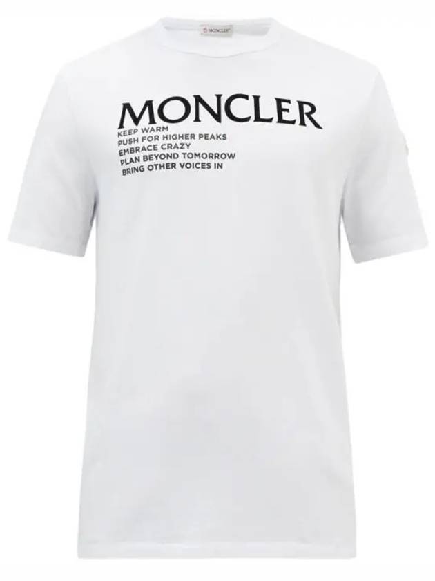 Wappen Logo Sleeve Flock Text White Short T Shirt 8C00042 8390T 001 - MONCLER - BALAAN 1