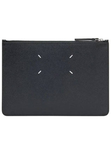 Maison Margiela Signature White Stitched Leather Clutch Small Black - MAISON MARGIELA - BALAAN 1