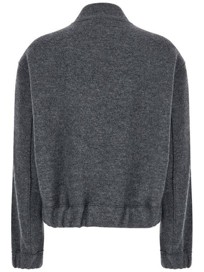 Grey Cropped Sweatshirt With Bomber Collar In Wool Woman - HARRIS WHARF LONDON - BALAAN 2