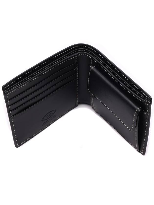 Men's Bi-Fold Stitch Half Wallet Black - TOD'S - BALAAN 7