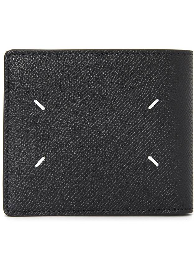 Stitched Bifold Leather Half Wallet Black - MAISON MARGIELA - BALAAN 2