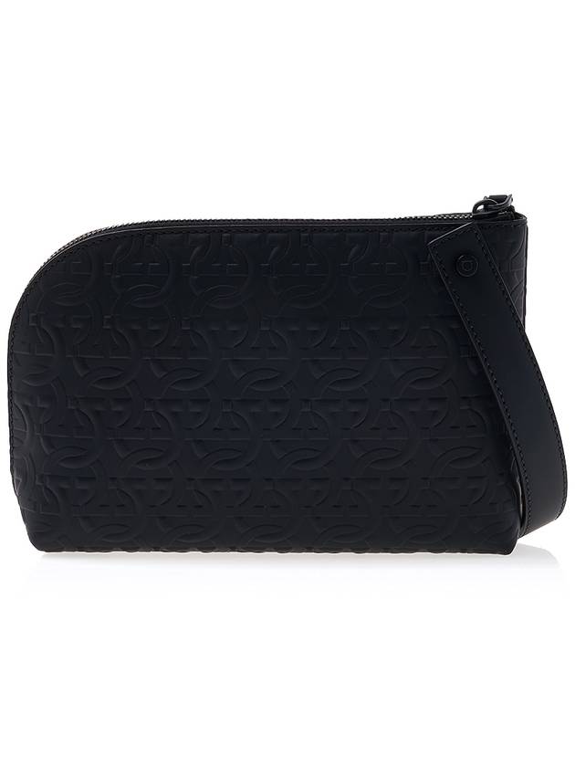 Gancini Leather Clutch Bag Black - SALVATORE FERRAGAMO - BALAAN 4