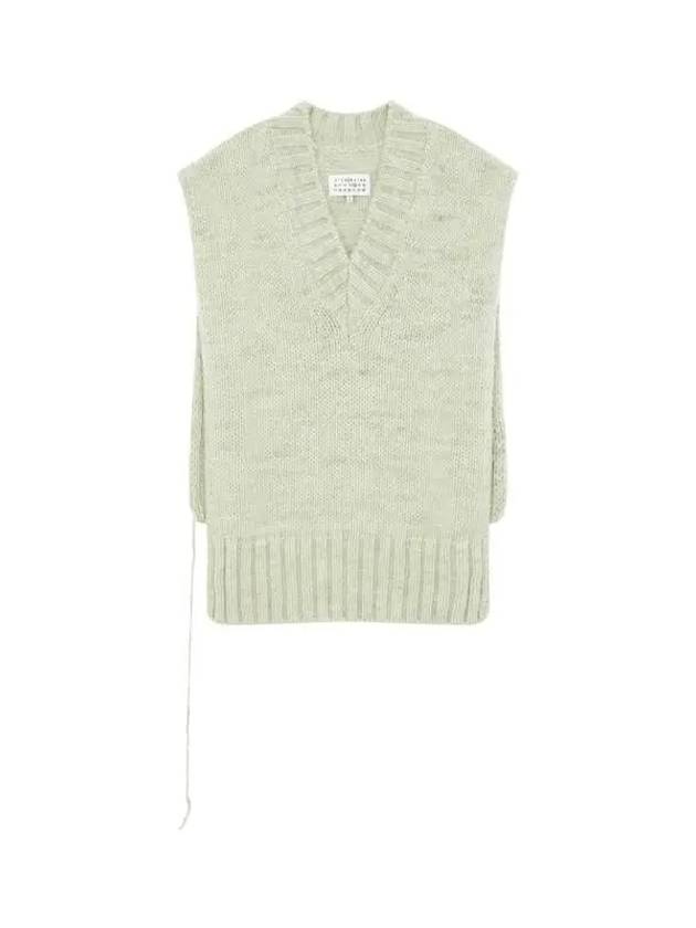 Women's Knitted V-Neck Easy Stall Light Green - MAISON MARGIELA - BALAAN 1