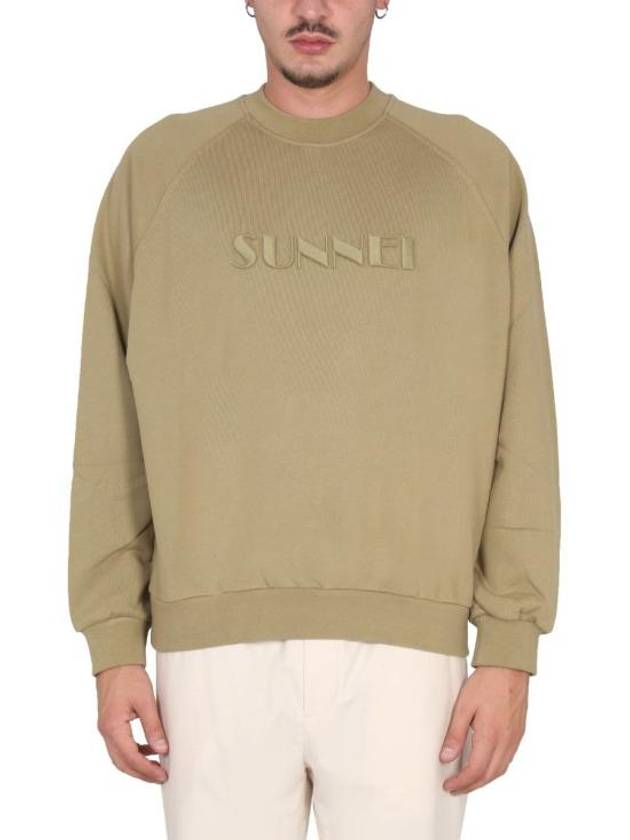 Embroidered Logo Crew Neck Sweatshirt Beige - SUNNEI - BALAAN 2