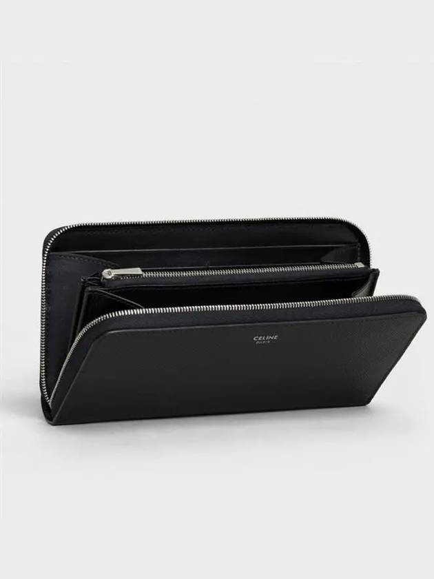 Large Zipper Grain Calfskin Long Wallet Black - CELINE - BALAAN 3