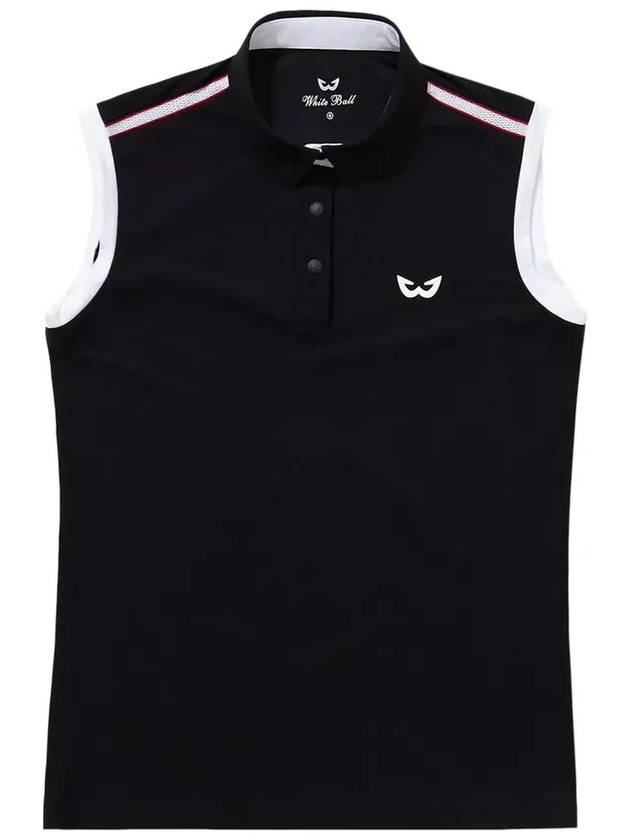 Golf Wear Mesh Tape Collar Sleeveless Golf T-shirt WB21SUWT02BK Black - WHITEBALL - BALAAN 3