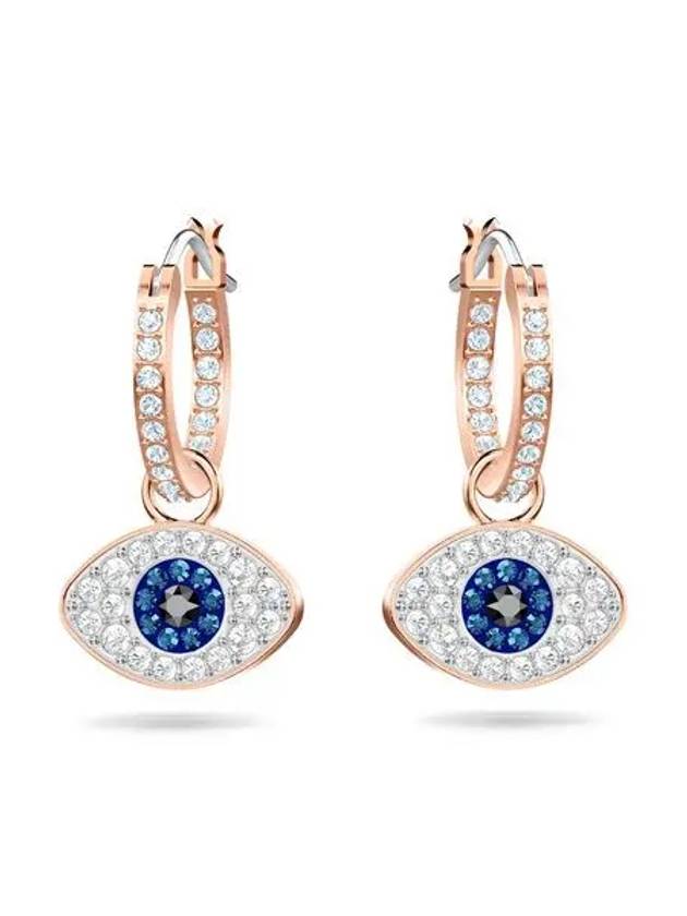 Evil Eye Hoop Earrings Blue Rose Gold - SWAROVSKI - BALAAN 2