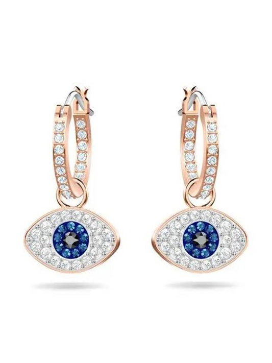 Evil Eye Hoop Earrings Blue Rose Gold - SWAROVSKI - BALAAN 2