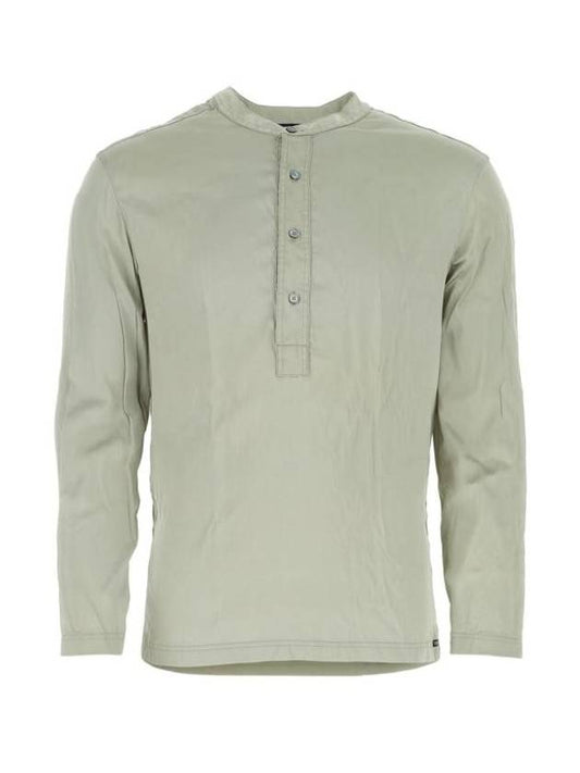 Henley Silk-Blend Long Sleeve T-Shirt Grey - TOM FORD - BALAAN 1