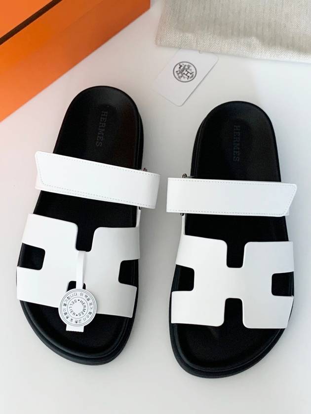 Chypre Calfskin Sandals Blanc - HERMES - BALAAN 3