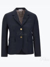 Women's Twill Slim Fit Single Breasted Wool Jacket Navy - THOM BROWNE - BALAAN 2