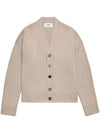 V-Neck Knit Wool Cashmere Cardigan Beige - AMI - BALAAN 2