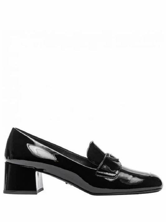 Enamel Metal Triangle Logo Loafers Black - PRADA - BALAAN 2