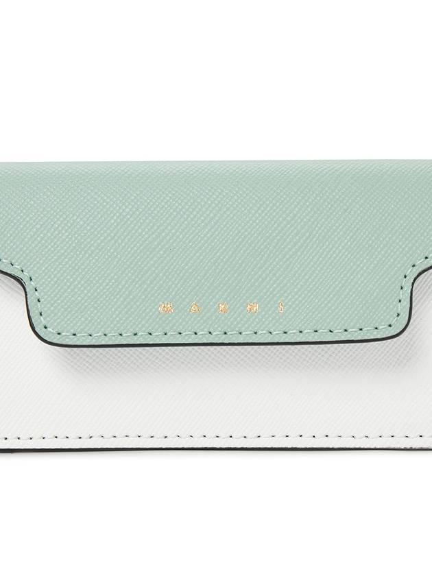 Logo Color Block Saffiano Card Wallet Tea Green - MARNI - BALAAN 6