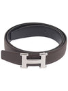 H Buckle 32MM Reversible Leather Belt Chocolate Black - HERMES - BALAAN 2