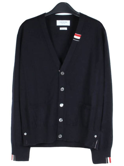 Men's Jersey Stitch V-Neck Cardigan Navy - THOM BROWNE - BALAAN 2