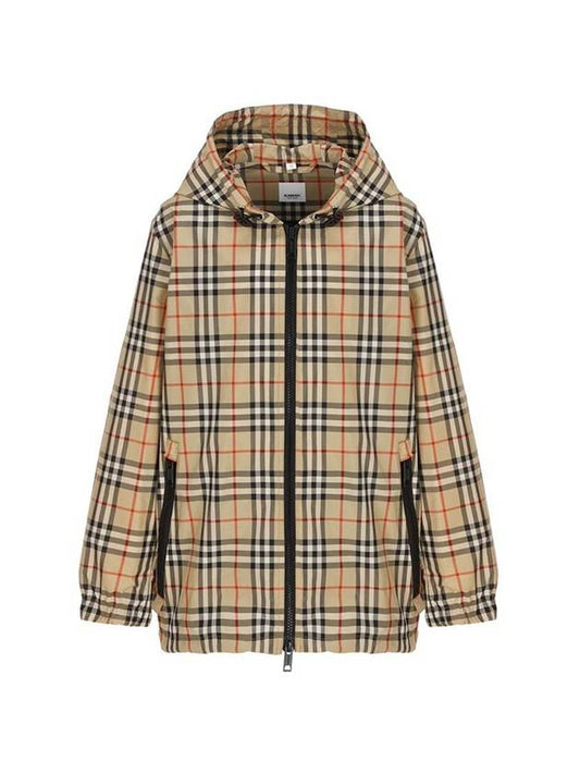 Check Hooded Jacket Archive Beige - BURBERRY - BALAAN 1
