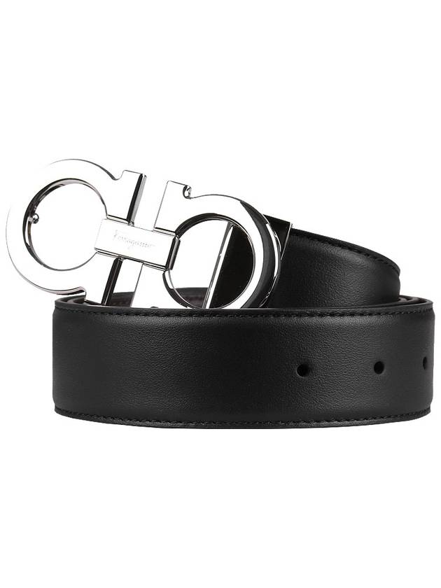 Reversible Gancini Leather Belt Black - SALVATORE FERRAGAMO - BALAAN 3