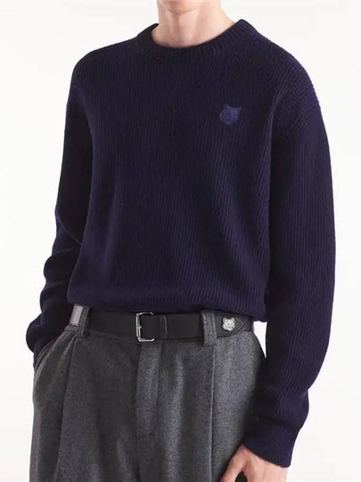 LM00818KT1093 Foxhead Ribbed Wool Sweater Navy - MAISON KITSUNE - BALAAN 2