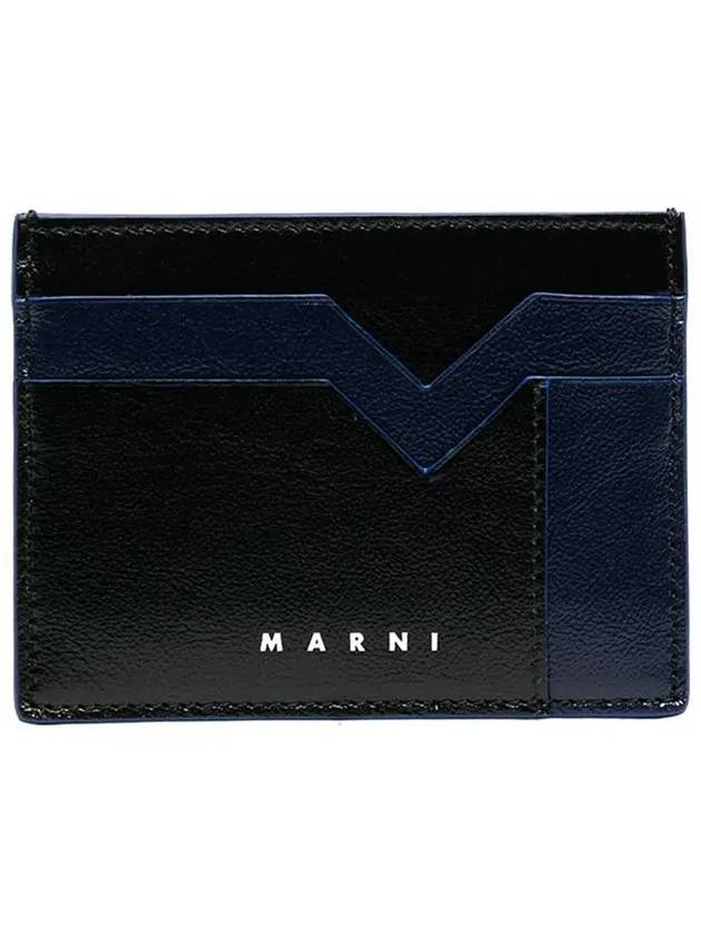 graphic blue pattern leather card wallet black - MARNI - BALAAN.