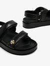 Kira Sports Logo Leather Sandals Black - TORY BURCH - BALAAN 3