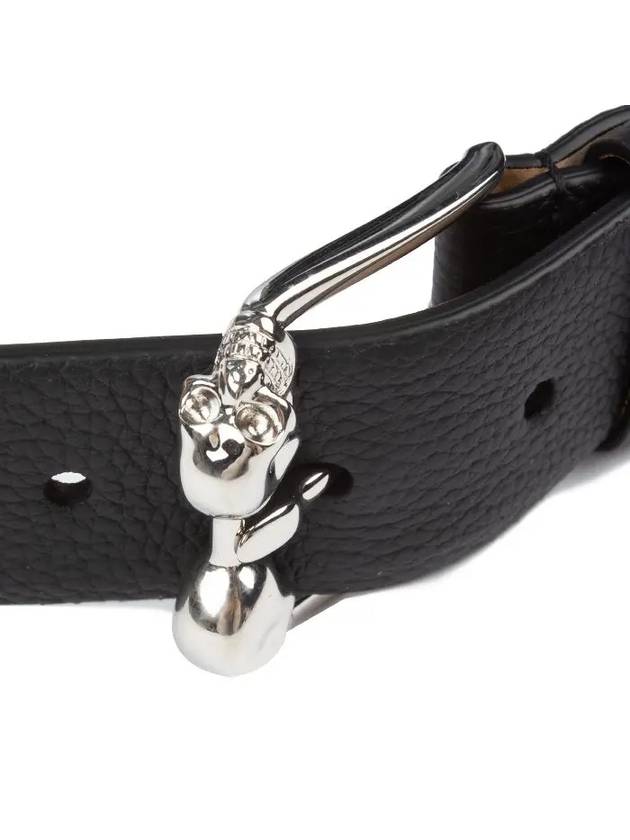 Men's Twin Skullbuckle Leather Belt Black - ALEXANDER MCQUEEN - BALAAN 3