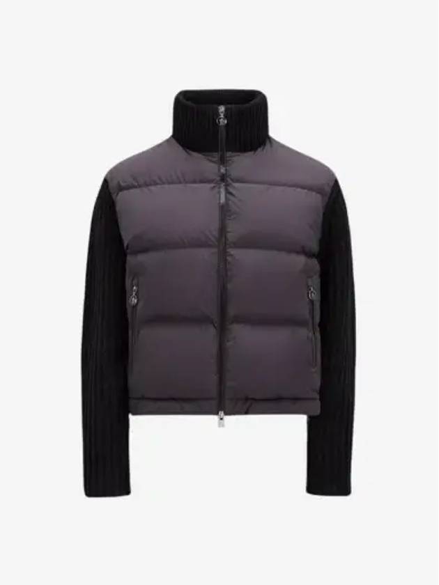 Padded Wool Cardigan Black - MONCLER - BALAAN 3