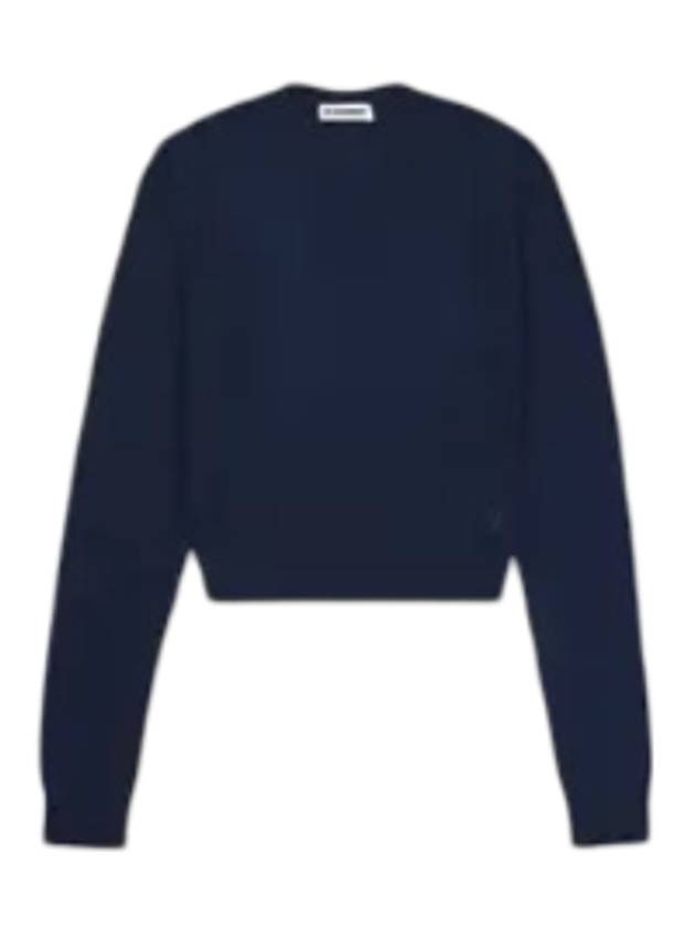 Crew Neck Crop Knit Top Midnight - JIL SANDER - BALAAN 1