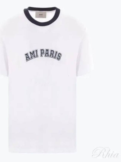 Logo Print Crewneck Cotton Short Sleeve T-Shirt White - AMI - BALAAN 2