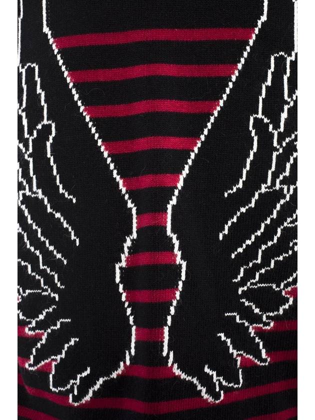 Wings Striped Jacquard Wool Knit Top Black Red - VALENTINO - BALAAN 5