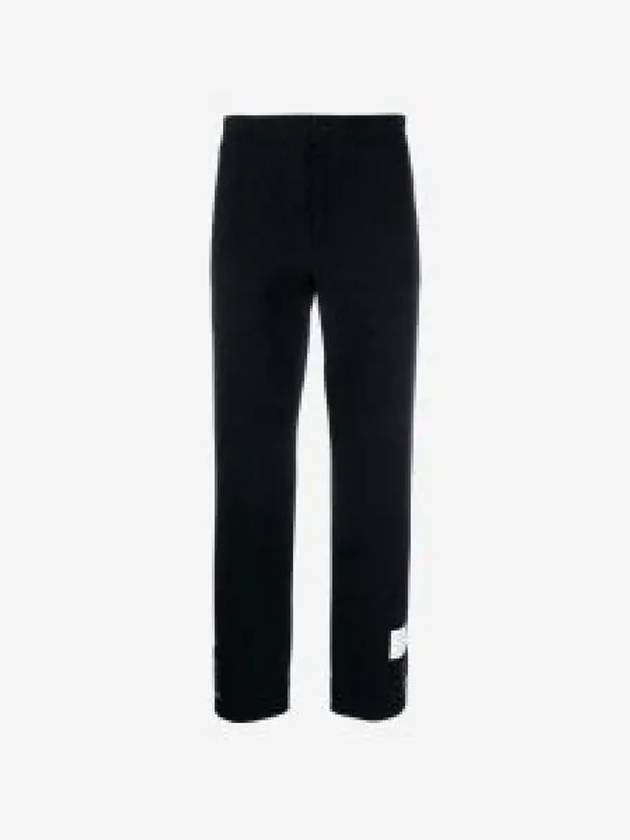 Seersucker Loopback 4 Button Vent Straight Pants Navy - THOM BROWNE - BALAAN 2