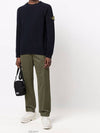 Waffen Patch Round Neck Wool Knit Top Navy - STONE ISLAND - BALAAN 5