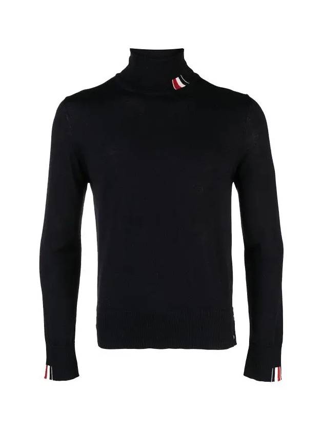 Striped Fine Merino Jersey Turtleneck Navy - THOM BROWNE - BALAAN 3