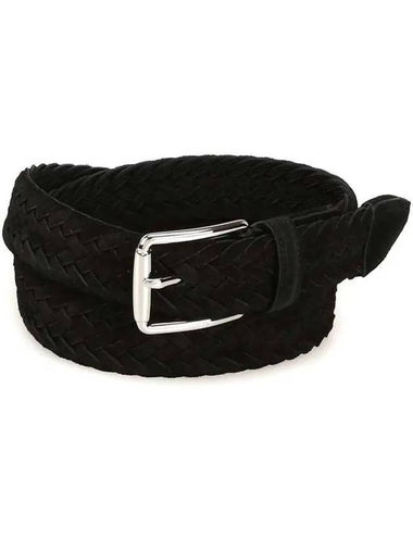 Woven Suede Buckle Leather Belt Black - TOD'S - BALAAN 1