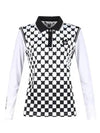 Women s Butterfly Checkerboard Layered Long Sleeve Golf Shirt BMU4M602W - LUX GOLF - BALAAN 3