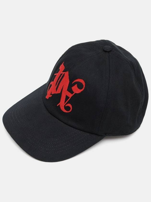 Embroidered monogram ball cap black - PALM ANGELS - BALAAN 3