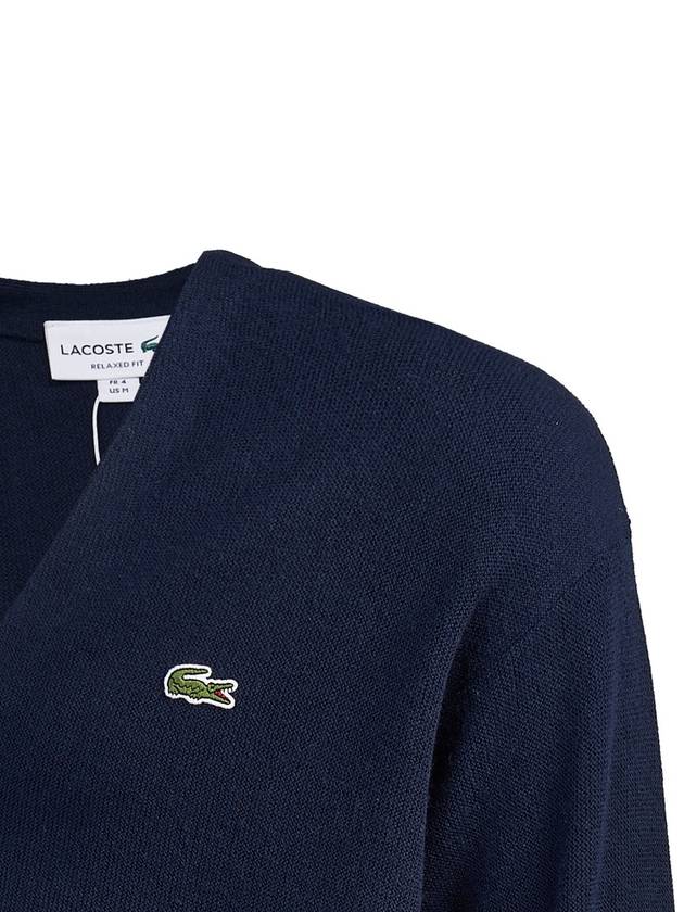 Relaxed Fit Button Wool Cardigan Night Blue - LACOSTE - BALAAN 6