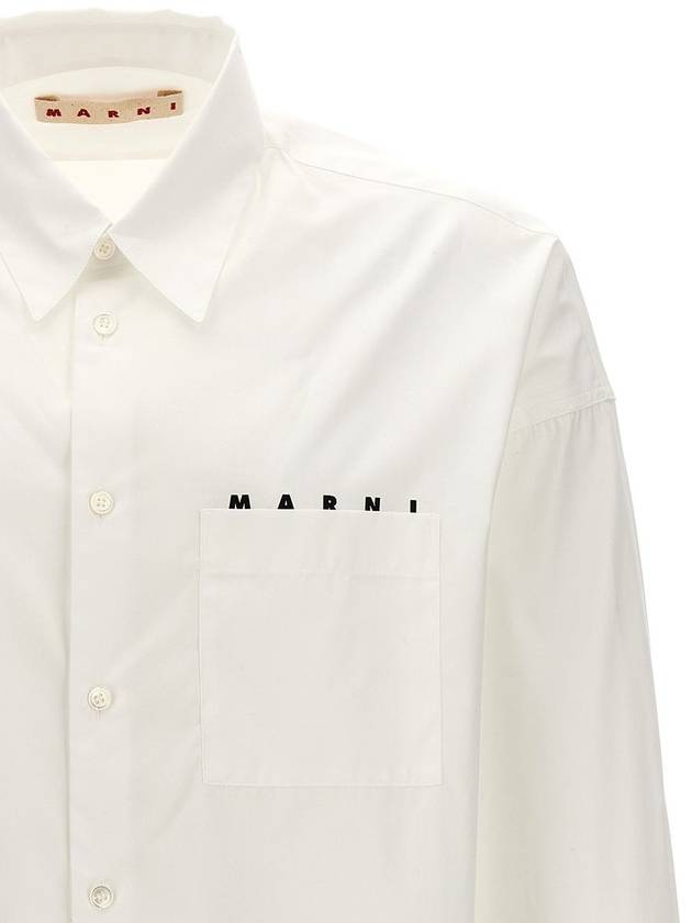 Logo Print Cotton Long Sleeve Shirt White - MARNI - BALAAN 4