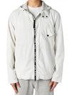 Logo Zipper Cupro Nylon Hooded Jacket White - STONE ISLAND - BALAAN 4