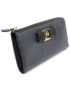 22 C124 Black Saffiano Leather Gold Plated Vara Half Zip Continental Long Wallet - SALVATORE FERRAGAMO - BALAAN 3